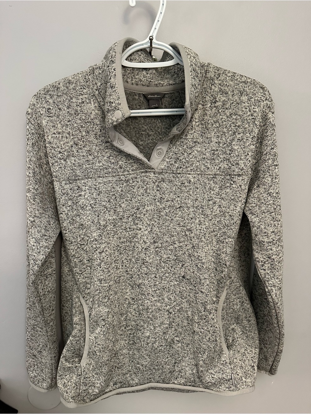 Eddie Bauer Heathered Gray Snap-Front Fleece Pullover